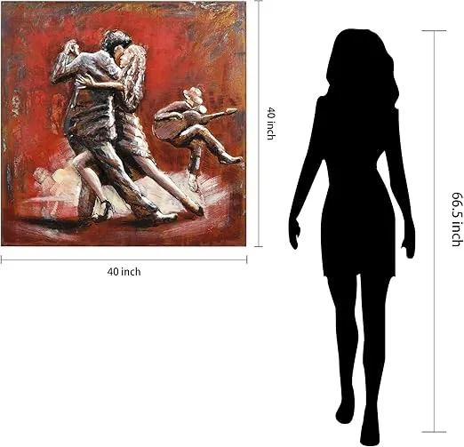Empire Art Direct Romantic Dance Metal Wall Art,Hand Painted Primo Mixed Media Iron Wall Sculpture,3D Wall Decor,Ready to Hang,Living Room, Bedroom & Office 40 in. x 2.4 in. x 40 in.