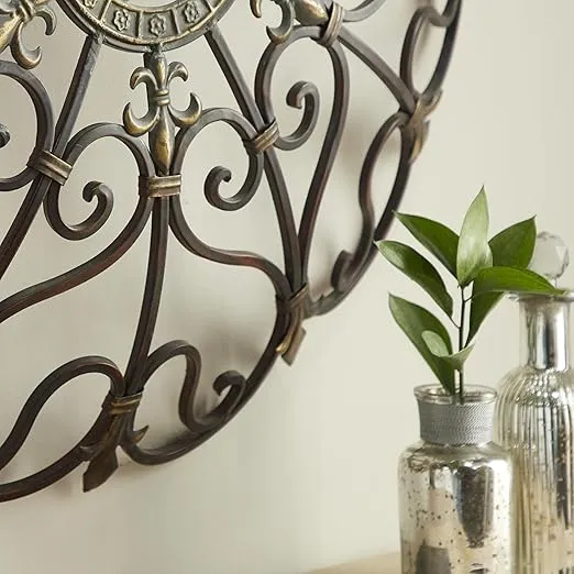 Deco 79 Metal Scroll Home Wall Decor Wall Sculpture, Wall Art 29" x 4" x 29", Brown