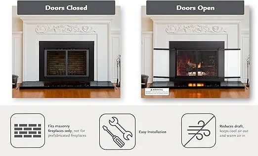 Pleasant Hearth AN-1010 Alpine Fireplace Glass Door, Black, Small