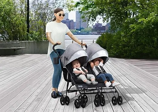 Jeep PowerGlyde Side-by-Side Double Stroller by Delta Children, Grey