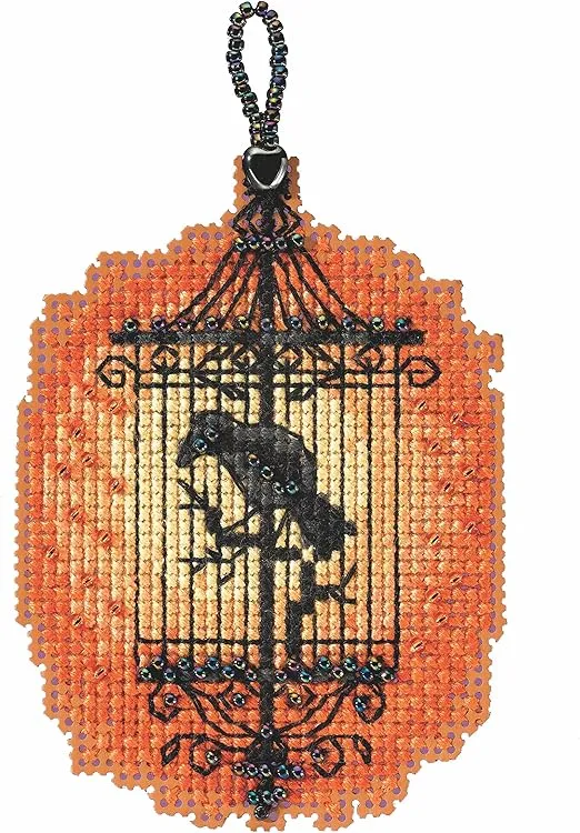 Spooky Cage Beaded Counted Cross Stitch Ornament Kit Mill Hill 2022 Autumn Harvest MH182225