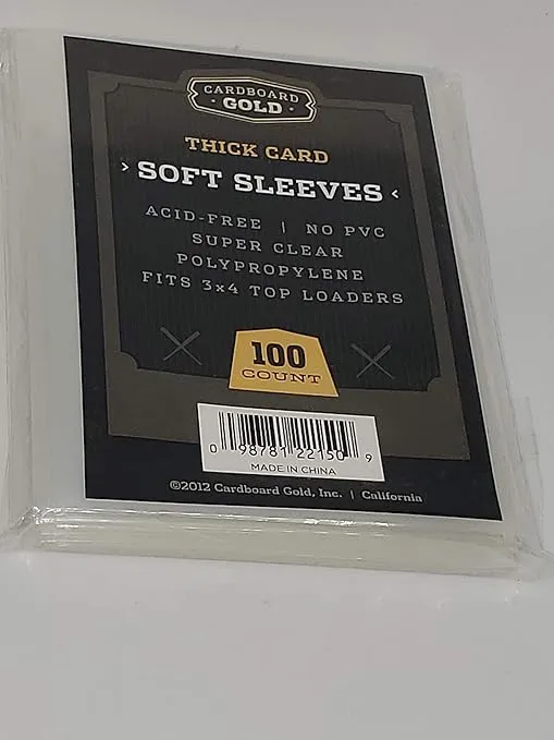 Cardboard Gold 100 Thick Card Soft Sleeves for Thicker Trading Cards