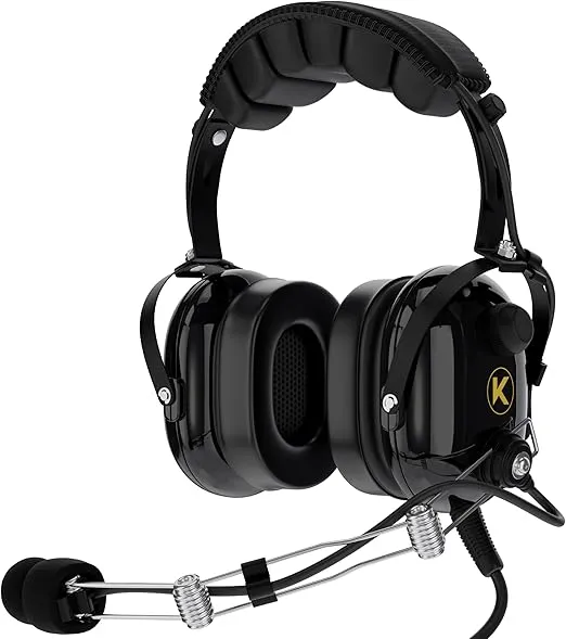 P1 General Aviation Headset for Pilots | Mono, 24 db Passive Noise Reduction Rating, Noise Canceling Microphone, Acoustic Foam Ear Cups, AUX Port for MP3 Music Input with GA Dual Plugs