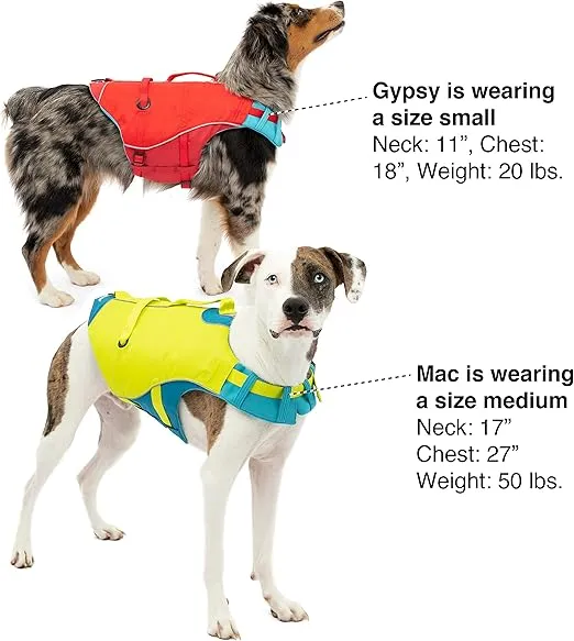 Kurgo Surf n’ Turf Dog Life Jacket, Dog Life Vest for Swimming, Floatation Vests for Dogs, Dog PFD, Reflective, Adjustable, for Small Medium Large Pets (Yellow/Blue, X-Small)