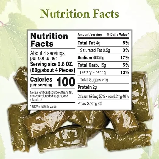 Roland Foods Canned Dolmas, Stuffed Vine Leaves with Rice and Spices, 14 Ounce Can, Pack of 6