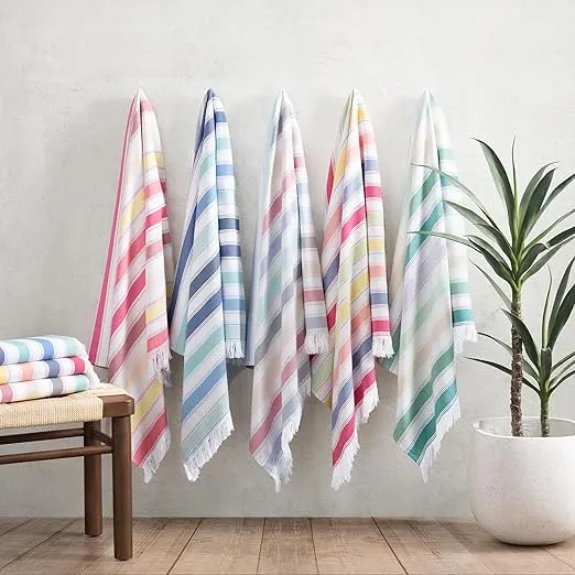 Arkwright Sand Free Beach Towel - Pack of 6 - Oversized 35 x 75 Turkish Cotton Quick Dry, Compact & Lightweight Blankets for Pool Chairs, Resorts, Outdoor, Cool