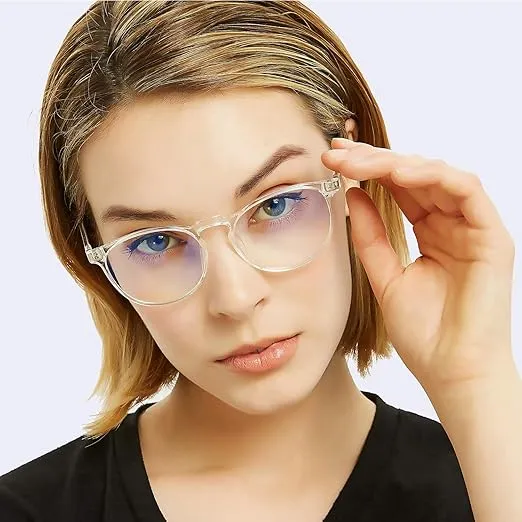 Blue Light Blocking Glasses Women/Men,Retro Round Anti Eyestrain Computer Gaming Glasses(2Pack)