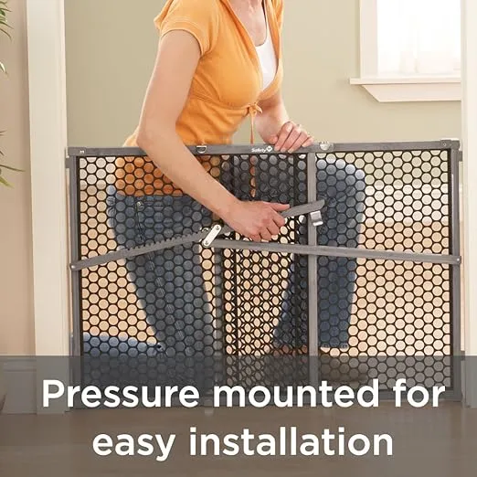 Safety 1st Vintage Wood Baby Gate with Pressure Mount Fastening, Grey