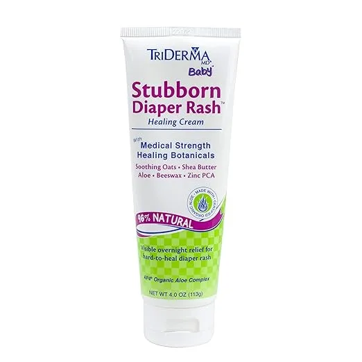TriDerma MD Baby Stubborn Diaper Rash Relief Cream, Healing for Hard-to-Heal Diaper Rash, Treat and Prevent Diaper Rash and Seal Out Wetness, Non-Greasy Diaper Rash Ointment 4.0 Ounce