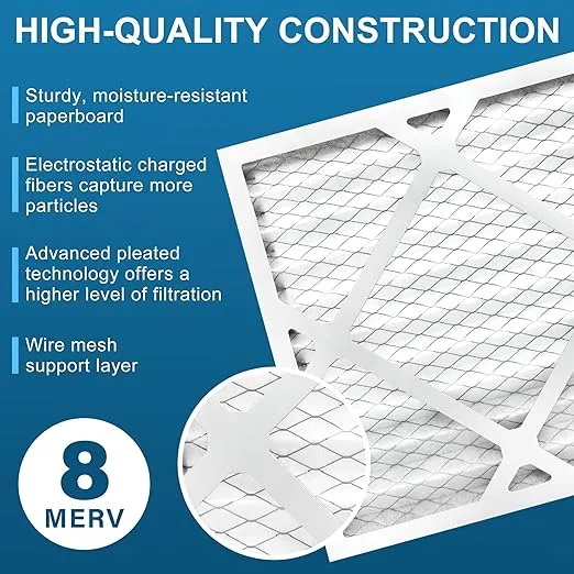 LotFancy 14x14x1 Air Filters, MERV 8 AC Furnace Filters, 6 Pack Pleated Air Conditioner HVAC Filters (Actual Size: 13.75 x 13.75 x 0.75 Inches)