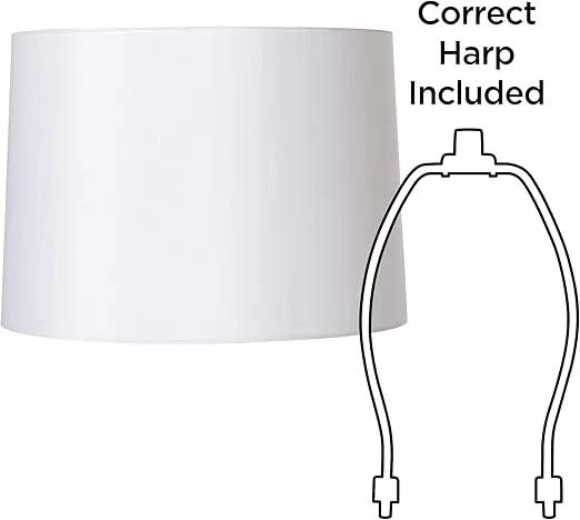 White Fabric Medium Hardback Lamp Shade 13" Top x 14" Bottom x 10" High (Spider) Replacement with Harp and Finial - Springcrest