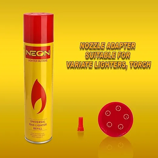 Neon Lighter Gas Refill Butane Universal Fuel Ultra Refined 300ml 10.14Oz