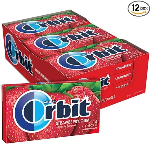 ORBIT Strawberry Sugar Free Chewing Gum, 12 Packs of 14-Pieces (168 Total Pieces)