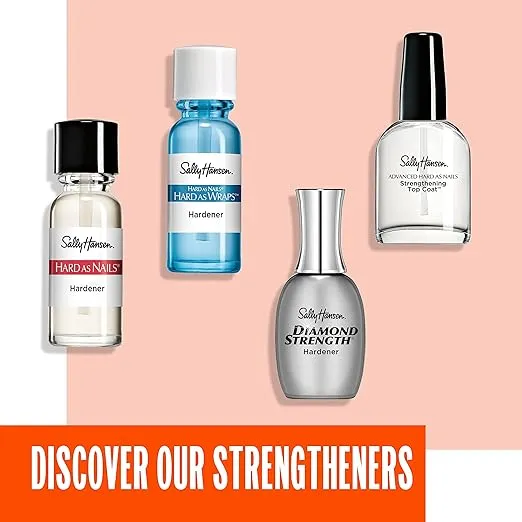 Sally Hansen Hard As Nails® Hard As Wraps™, Transparent, Nail Hardener, .44 Fl Oz, Nail Strengthener, Clear Nail Polish, Nail Strengthening Polish, Smooth, Protective