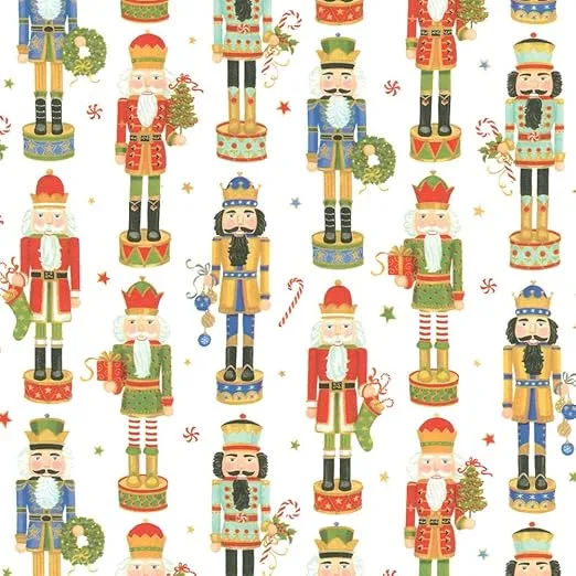 Entertaining with Caspari Nutcracker Parade Continuous Roll of Gift Wrapping Paper (1 Pack), 8', Red