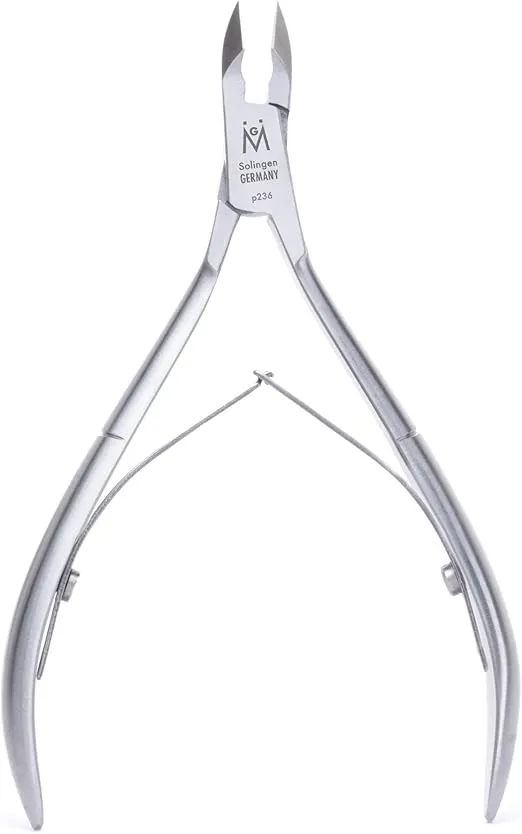 GERMANIKURE Professional Cuticle Nipper in Leather Case, Double Sharpened, Single Spring, Ethically Made in Solingen Germany