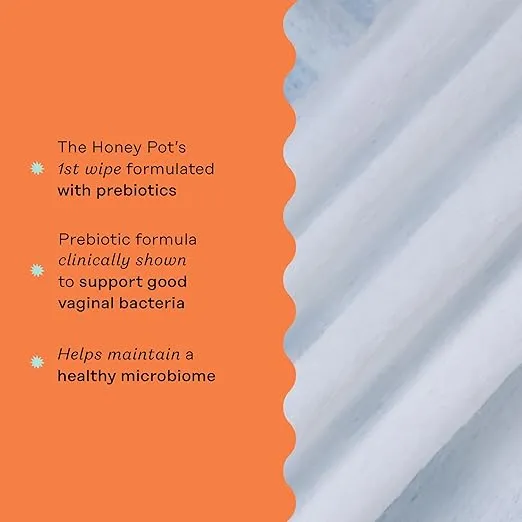 The Honey Pot Company - Prebiotic Feminine Wipes - Herbal Infused Feminine Hygiene Wipes for Sensitive Skin Types - PH Balanced Plant Based Wipes Free from Parabens and Sulfates - 30 ct.