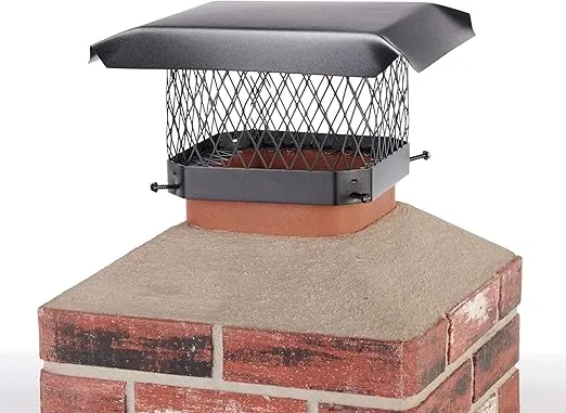 HY-C Bolt-On Chimney Cover - Black Galvanized Steel Chimney Cap, Single Chimney Flue Cover Fits Existing Tiles, Chimney Vent Cap (9"x9") SC99