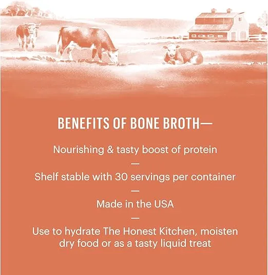 The Honest Kitchen Daily Boosts: Instant Beef Bone Broth Liquid Treat with Turmeric for Dogs and Cats, 3.6oz