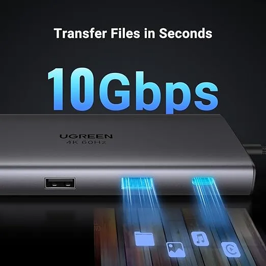 UGREEN Revodok Pro 109 USB C Hub 9 in 1 10Gbps USB C 3.2 & USBA 3.2 4K HDMI, 100W Power Delivery, SD/TF Card Reader Gigabit Ethernet for MacBook Pro/Air,iPhone 16 15 Pro/Pro Max, Thinkpad and More.