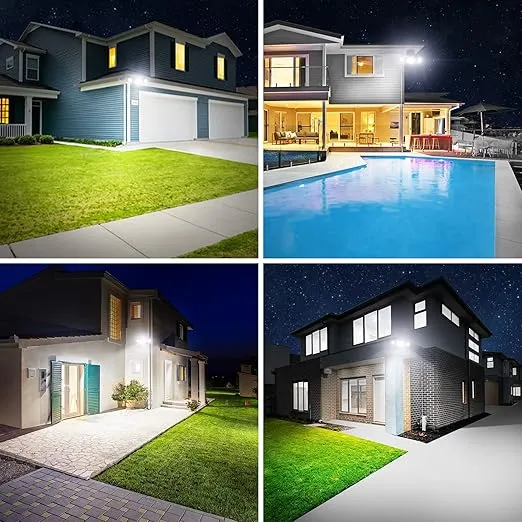 Onforu 60W LED Dusk to Dawn Outdoor Lighting, 6000LM Exterior Flood Light, IP65 Waterproof Outdoor 3 Adjustable Heads Photocell Security Lights Fixture, 6500K Floodlights for Garage, Patio, Yard