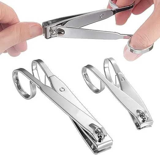Nail Clippers,EZ Grip Nail Clipper Set,Carbon Steel Fingernail and Toenail Clippers for Seniors Long Handle with Metal Case for Women and Man - Set of 2 (Small and Large)