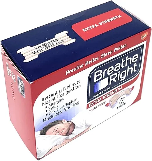 Breathe Right Extra Nasal Strips, 72 Count (Premium Pack)