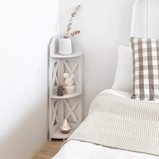 Corner Shelf Stand, Storage Organizer Great for Bathroom, Corner Shelf Perfect for Small Space,Waterproof Stand Also Use for Toilet Paper Stand,White