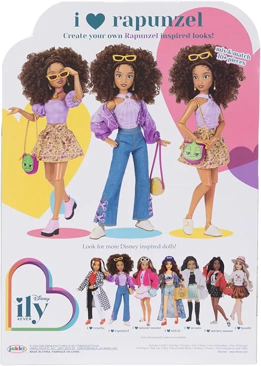 Disney ily 4EVER Dolls Rapunzel 11.5" Tall with 13 Points of Articulation, Two Complete Mix-and-Match Outfits and Glittery Mickey Ring for You!