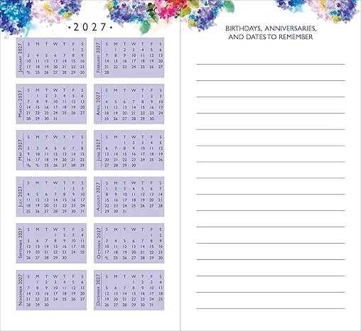 2025-26 Hydrangeas 2-Year Pocket Planner (24-Month Calendar)
