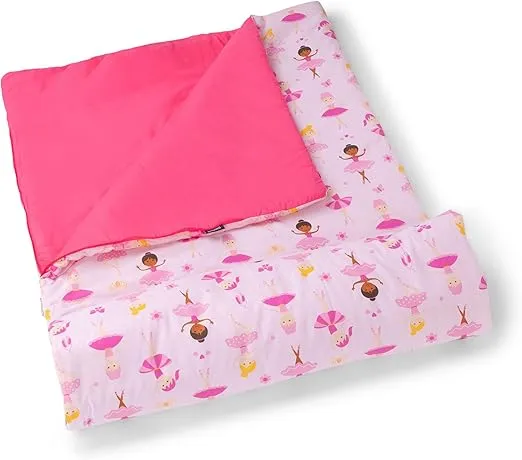 Wildkin Kids Sleeping Bags for Boys and Girls, Measures 57 x 30 x 1.5 Inches, Cotton Blend Materials Sleeping Bag for Kids, Ideal Size for Parties, Camping & Overnight Travel (Ballerina)