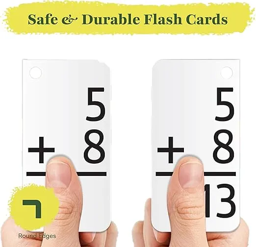 Star Right Education Addition Flash Cards, 0-12 (All Facts, 169 Cards) with 2 Rings - Addition Flashcards