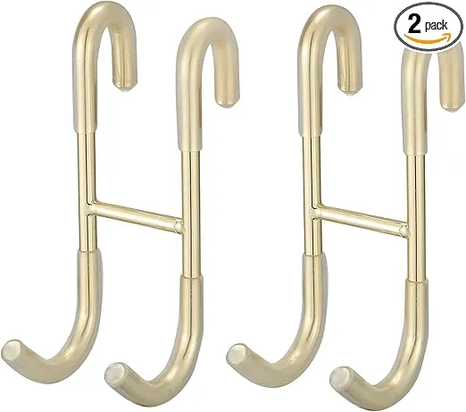 BWE 2 Pack Shower Door Hooks,304 Stainless Steel Over Door Hooks,Towel Hooks for Bathroom Frameless Glass Shower Door 0.47"(12mm),Drilling-Free Hanger Shower Hooks,Brushed Gold