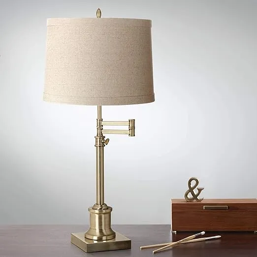 Set of 2 Natural Linen Medium Drum Lamp Shades 13" Top x 14" Bottom x 10" High (Spider) Replacement with Harp and Finial - Springcrest