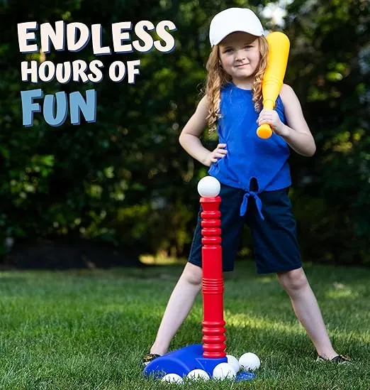 ToyVelt TBall Set for Kids 3-5, TBall Set Comes with 9 Balls, Best Toys Toys & Games, Ideal Tee Ball Set Birthday Gift for Boys and Girls, Great for Toddlers