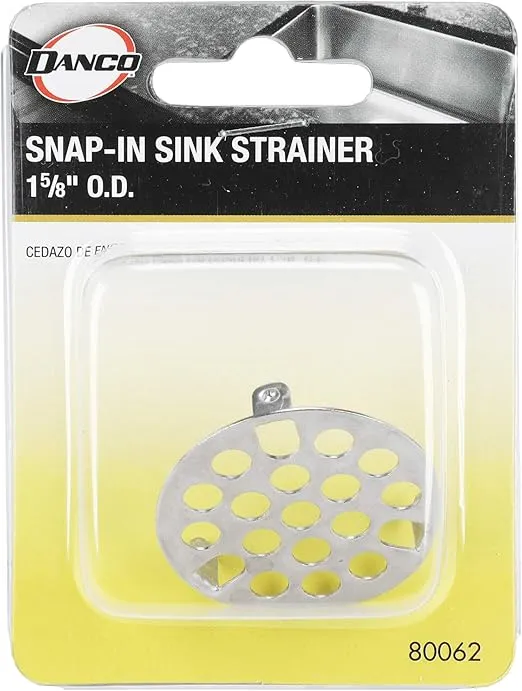 Danco 80062 9D000 1-5/8" Metal Drain Strainer, Chrome, Brass , White