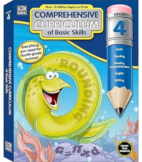 Thinking Kids Comprehensive Curriculum of Basic Skills 4th Grade Workbooks All Subject for Ages 9-10, Math, Reading Comprehension, Grammar, Geometry and More, Grade 4 Workbooks (544 pgs)