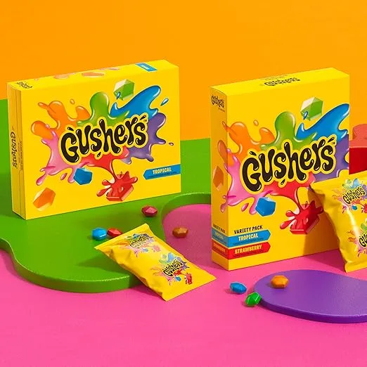 Gushers Fruit Flavored Snacks, Tropical and Strawberry Flavors, Family Pack, Stocking Stuffer, 20 Pouches, 16 oz