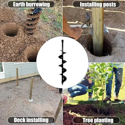 6" × 31" Auger Bit for Earth Auger,Digger Post Holes Replacement Earth Digger Planting Drill Bit, Garden Tools Spiral Hole Drill Planter for Bulb Planting, Fence Post, Umbrella Holes