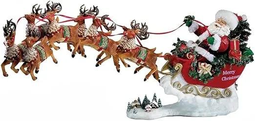 Kurt Adler 2-Piece Musical Santa with 8 Reindeers, 24-Inch