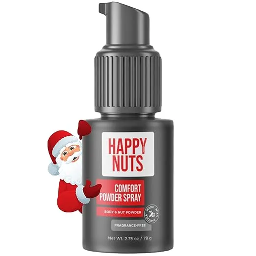 Happy Nuts Comfort Powder Spray: Anti-Chafing & Mens Deodorant, Aluminum-Free, Sweat and Odor Control for Jock Itch, Groin and Men's Private Parts (1 Pack, Fragrance-Free)