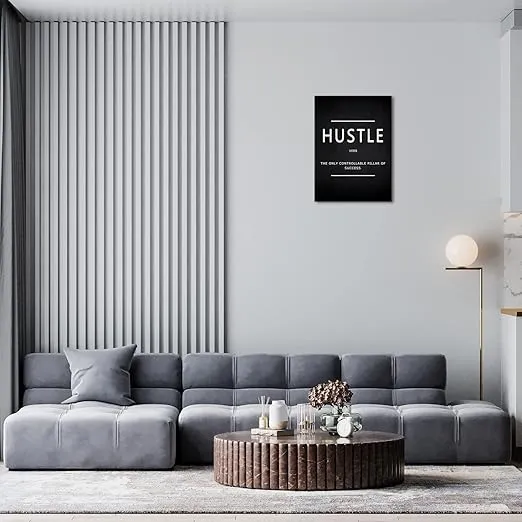 Hustle Wall Art Motivational Quotes Wall Art Decor for Office Bedroom Artwork Framed and Ready to Hang(12ร18inch)