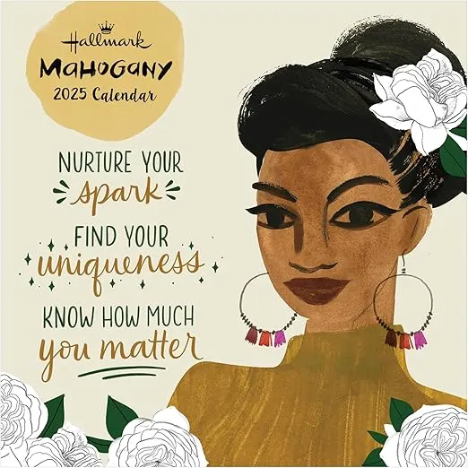 TF PUBLISHING 2025 Mahogany: Uplifted + Empowered Wall Calendar | Large Grids for Appointments and Scheduling | Vertical Monthly Wall Calendar 2025 | Premium Matte Paper | 12"x12"