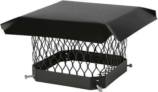 Bolt-On Chimney Cover - Black Galvanized Steel Chimney Cap, Chimney Flue Cover Fits Existing Tiles, Chimney Vent Cap (18" x 18") HY-C SC1818