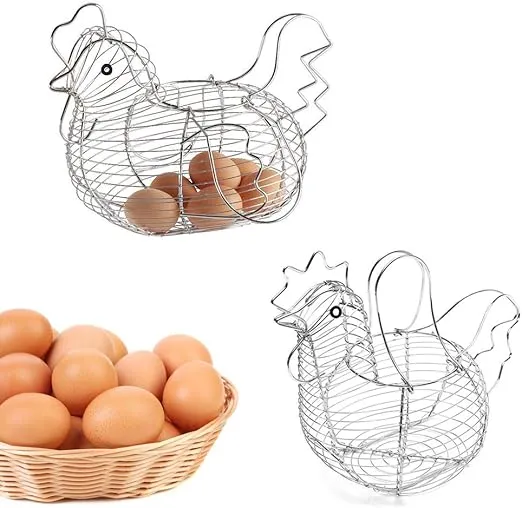 Egg Basket, Chicken Shaped Egg Basket Fruit Storage Wire Basket for Home Kicthen (As Shown)