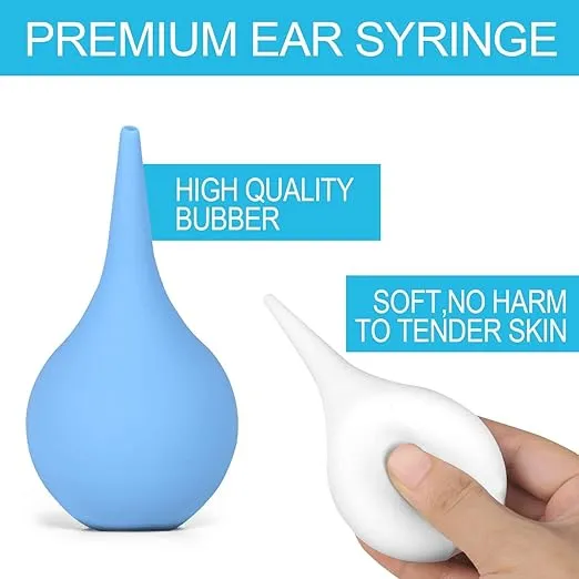2 Pack Ear Syringe 2oz / 60ml Hand Bulb Syringe Ear Washing Squeeze Bulb, Rubber Squeeze Bulb Ear Syringe Ball Laboratory Tool