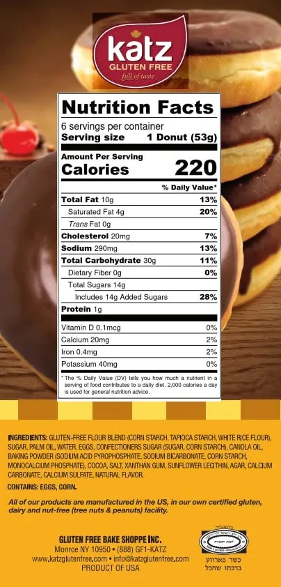 Katz Gluten Free Chocolate Frosted Donuts | Dairy Free, Nut Free, Soy Free, Gluten Free | Kosher (6 Packs of 6 Donuts, 14 Ounce Each)