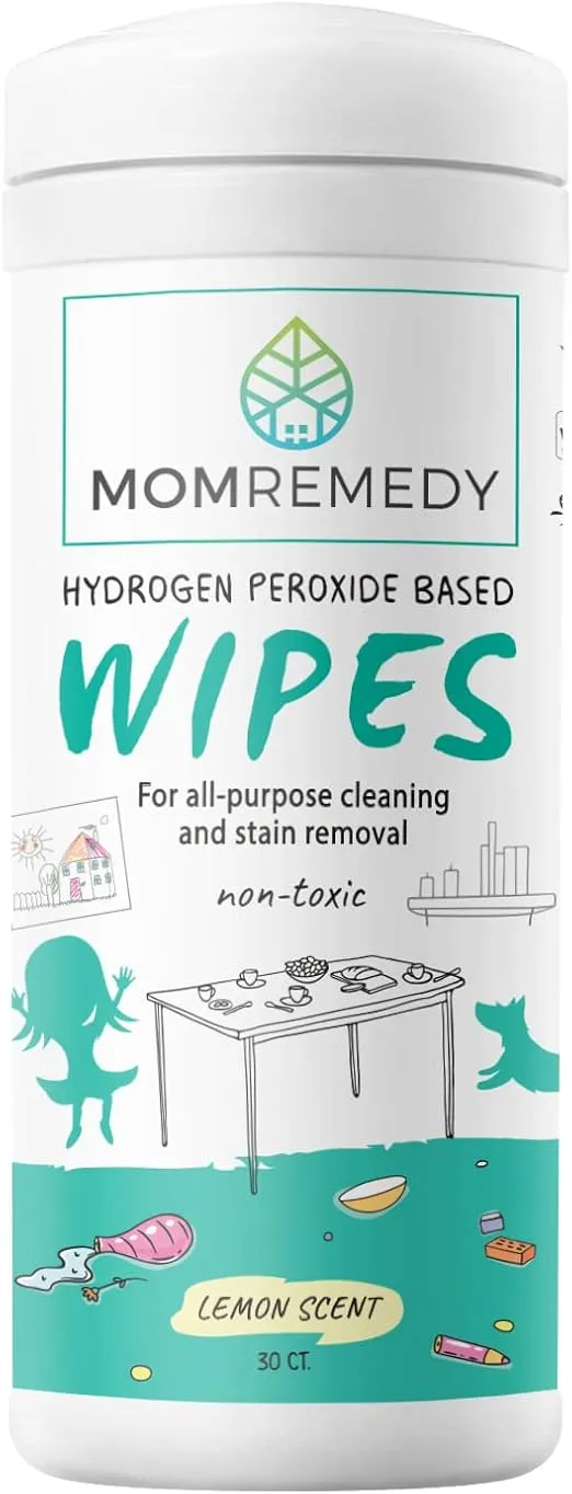 Hydrogen Peroxide Cleaning Wipes | All Purpose Cleaner and Stain Remover | Multipurpose for Home, Kitchen, Bathroom, All Surfaces | Non-Toxic | Single Pack (30CT)