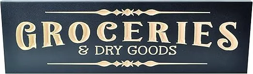 Groceries Engraved Wood Wall Sign 6x20