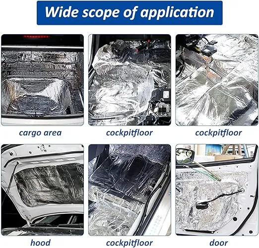 Car Heat Sound Deadening Insulation Mat, - 394 Mil 10.8 Sqft Automobile Sound Deadening & Heat Insulation Material for Auto Hood Engine Roof Door and Trunk,40 Inch x 40 Inch, Aluminum Foil Finish